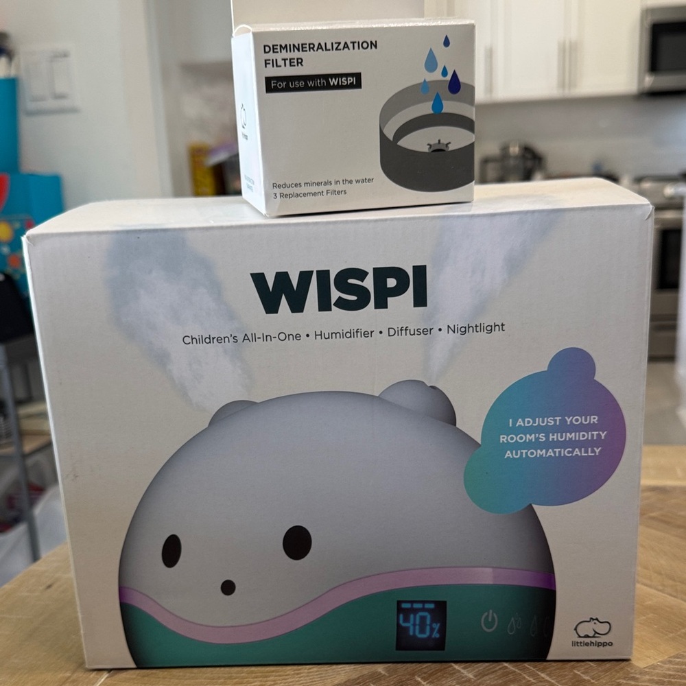 Children's All-In-One Humidifier Diffuser & Nightlight - White/Teal - Wispi
